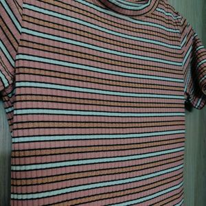 Pink Striped Casual Wear Top