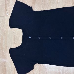 Black Buttoned Stretchable Top