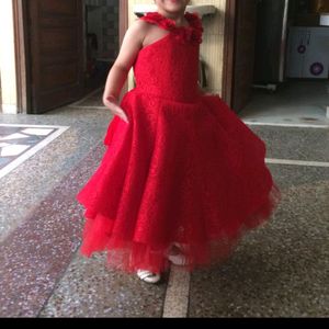 Beautiful Red Party Wear Frock For 3-4 Years Girl