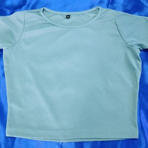 Sea Green Crop Top For Daily wear