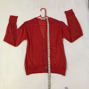 Red Cardigan in thin Fabric Fits S/M