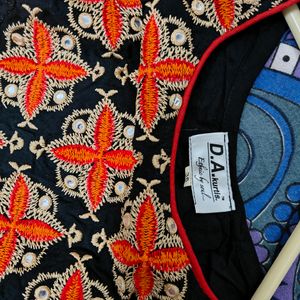 DA Kurti New Black And Orange Embroidery 😍