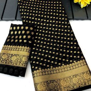 Khadi Georgette With Gold Zari