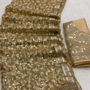 Party Wear Golden Saree