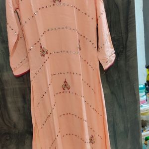 Peach Kurta And Skirt