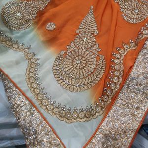 Beautiful Orange Colour Georgette Saree