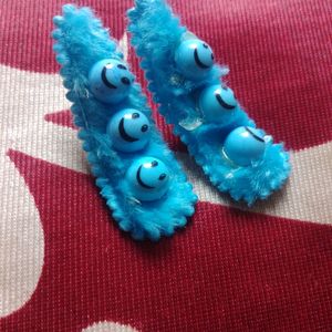 Blue Emoji Hair Pins Set Of 2