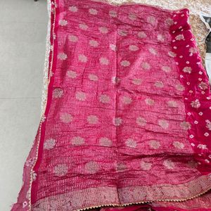 Pink Saree With Blouse