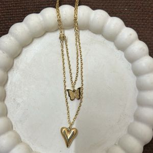 Double layer Heart butterfly chain