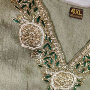 3 Pc Pure Chinon Suit With Heavy Embroidery