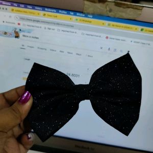 Black Blue Shimmer Bow Hair Accessories