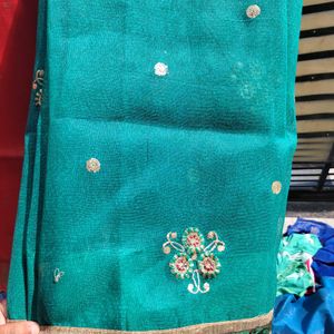 Blue Saree With Design