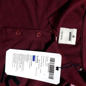 WROGN MAROON SOLID POLO TSHIRT