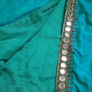 Green Kurti Mirror Work