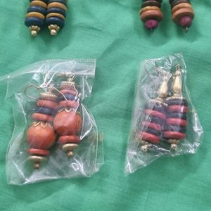 Multicolored Wooden Beaded Earrings