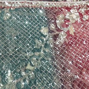 Double Colour Net Dupatta Work