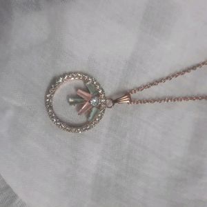 Rosegold Necklace Chain With Pink And Blue Stones