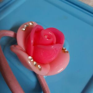 Hard Rose Flower Hair Rubber Band