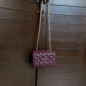 INC.5 Women Wine Quilted Sling Bag