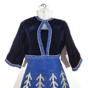 Navy Blue Printed Blouse And Skirt (Women's)