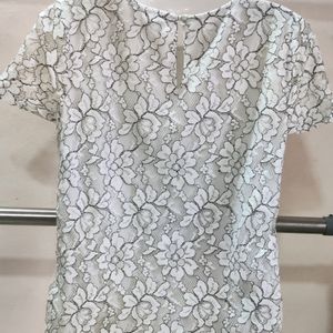 Floral Embroidery Work Net Top