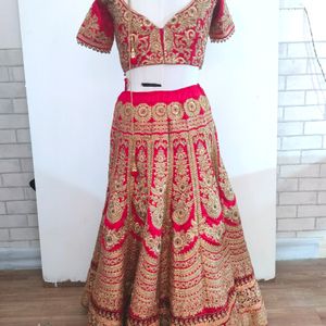 Red With Gold Embroidery Bridal Lehenga (Women's)