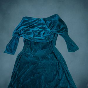 Ruched Velvet Off Shoulder Dress