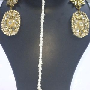 Eyerring forehead metal kundan star Crystal Pearl