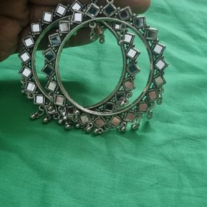 Mirror Work, Silver Big Baliya