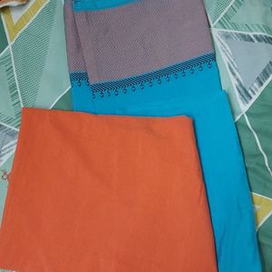 Blue and Coral Orange Dress Material