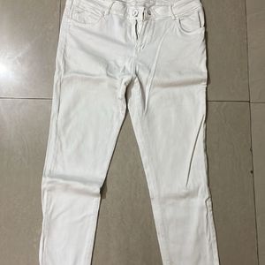 White Mid Waist Denim Jeans