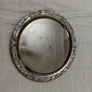 Silver Decorative Round Platted Finished Tray