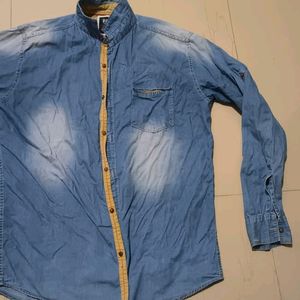 Denim XXL Men Shirt With White Sheds