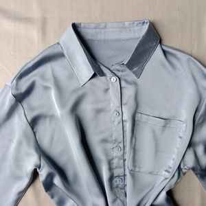 Premium MADAME Grey Silk Baggy Shirt