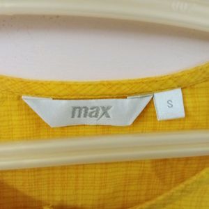 Max Yellow Tunic Short Kurta With 3/4 Sleeve