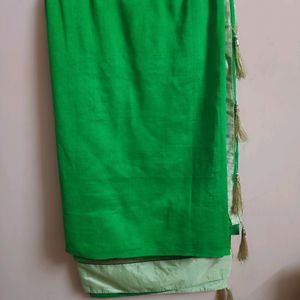 Green Sandal Saree With Blouse