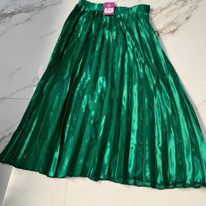 Silk Long Pleated Skirt