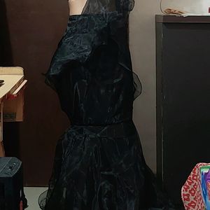 Black Fish Cut Lehenga