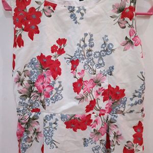 Beutiful White Frock With Red Rosses For Womens