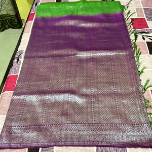 Purple & Green Banarasi Silk Saree