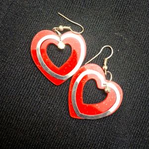 Heart Shaped Red Sparkling Earrings❤️