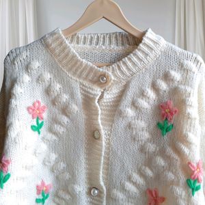 Floral Round Neck Cardigan