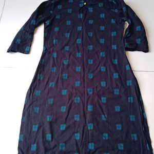 Black And Teal Blue Printed Kurta From Janasya