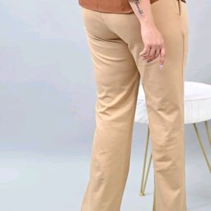 BEIGE PLUS SIZE STRETCHABLE BIOWASH COTTON BOOTCUT