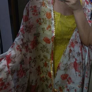 Off White Organza Printed Dupatta from Meesho.