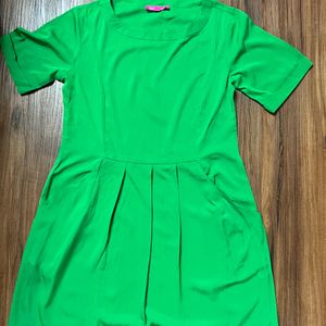 Green Dress With Front Pleats