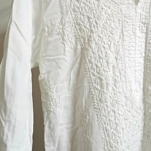 White Chikankari Cotton Kurta