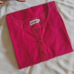 Magenta Cotton Knee Length Kurta