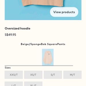 H&M  Beige SpongeBob Oversized Hoodie