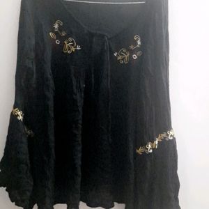 Embroidered Black Top